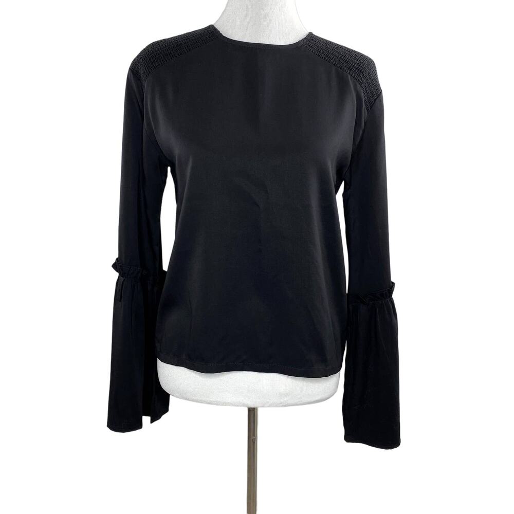 Fate by LFD Black Bell Sleeve Split Back Blouse Small NEW NWT